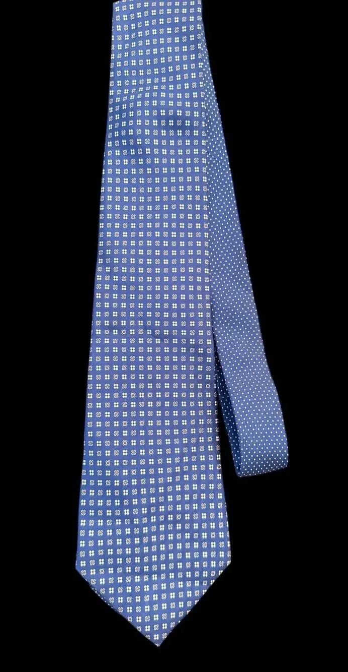 Thomas Pink 100% Silk Tie Italy Blue All Over Patterned
